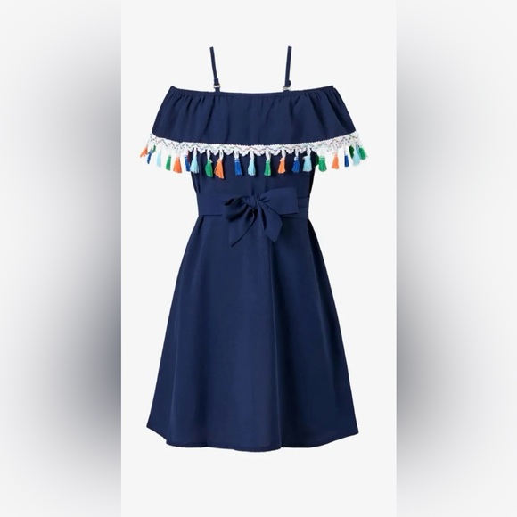 Navy Blue Kids Dress with Colorful Tassels. Matching mommy and me from Patpat. - Picture 2 of 2